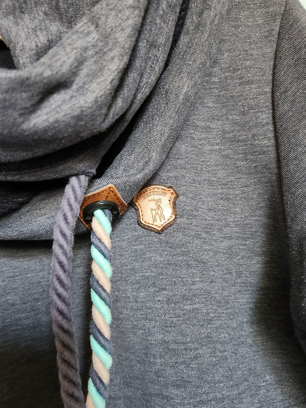 Naketano Heather Blue Cowl Neck Pullover Hoodie - Picture 3 of 5